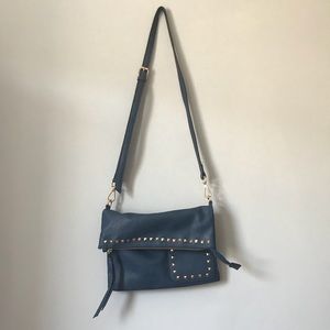 Blue Studded Foldover Crossbody
